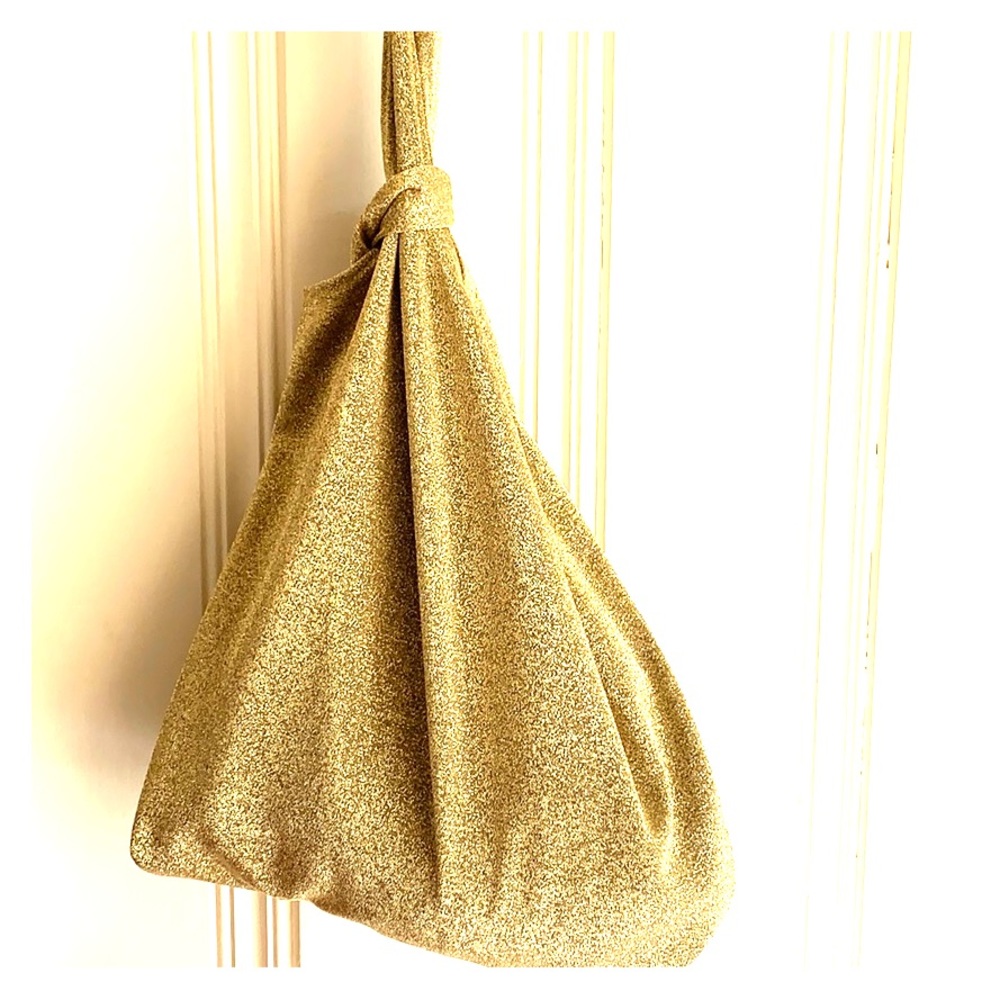 Handmade repurposed metallic gold large tote bag